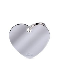 Medaglietta basic Cuore Grande Ottone Cromato. Accessori per cani. 2
