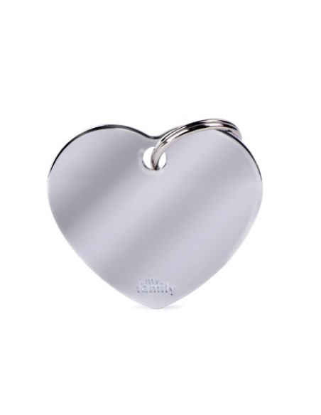 Medaglietta basic Cuore Grande Ottone Cromato. Accessori per cani.