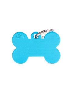 Medaglietta basic Osso Grande Alluminio Azzurro. Accessori per cani