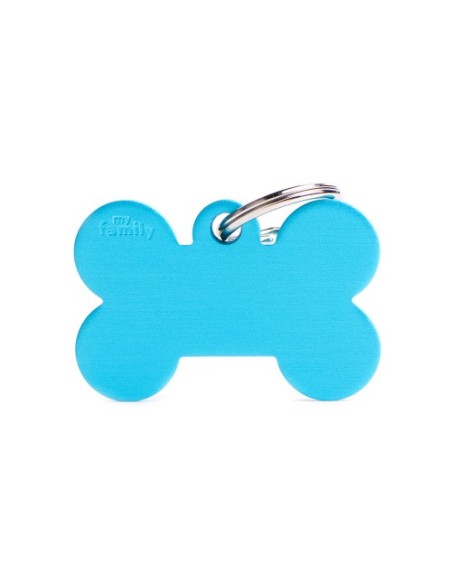 Medaglietta basic Osso Grande Alluminio Azzurro. Accessori per cani