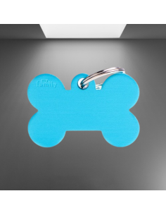 Medaglietta basic Osso Grande Alluminio Azzurro. Accessori per cani 2