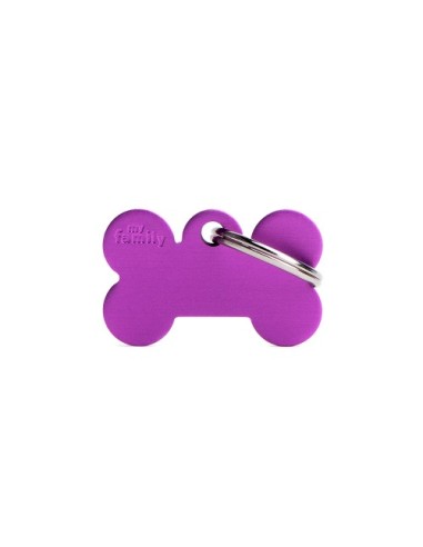 Medaglietta Basic ossi Piccolo Alluminio Viola. Accessori Per Cani