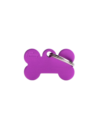 Medaglietta Basic ossi Piccolo Alluminio Viola. Accessori Per Cani