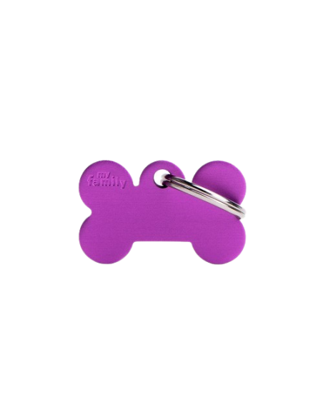 Medaglietta Basic ossi Piccolo Alluminio Viola. Accessori Per Cani