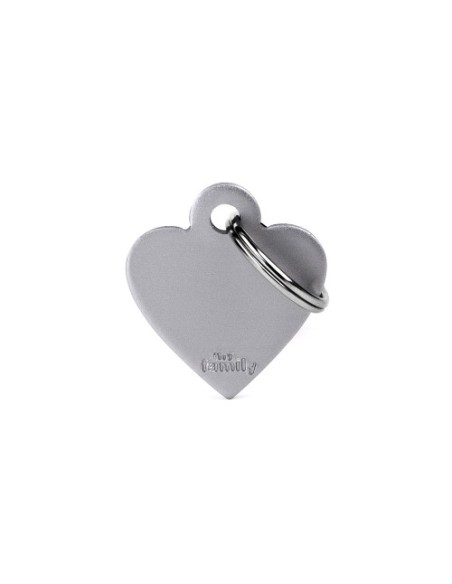 Medaglietta Basic Cuore Piccolo Alluminio Grigio. Accessori per cani