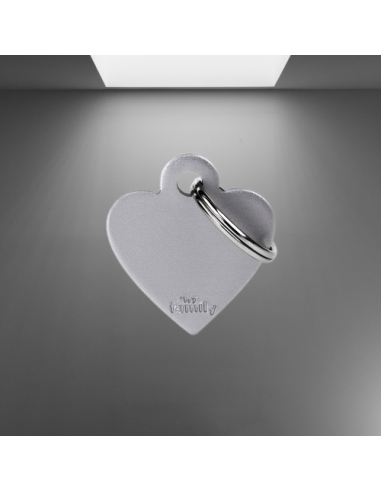 Medaglietta Basic Cuore Piccolo Alluminio Grigio. Accessori per cani
