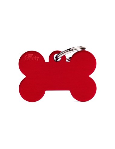 Medaglietta Basic Osso Grande Alluminio Rosso. Accessori per cani