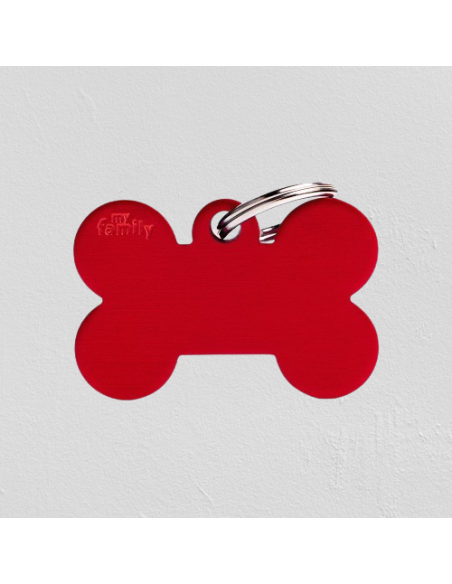 Medaglietta Basic Osso Grande Alluminio Rosso. Accessori per cani