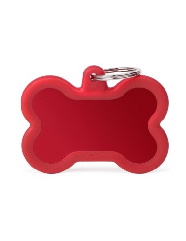 Medaglietta Hustag osso Alluminio Rosso . Accessori per cani