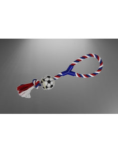 Corda 43 cm con Maniglia e Palla Calcio . Giochi Per Cani . 2