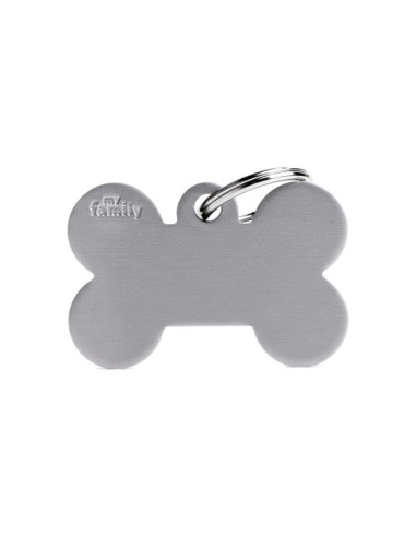 Medaglietta Basic Osso Grande Alluminio Grigio. Accessori per cani