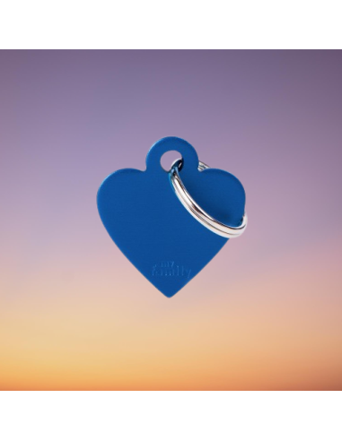 Medaglietta Basic Cuore Piccolo Alluminio Blu. Accessori per cani