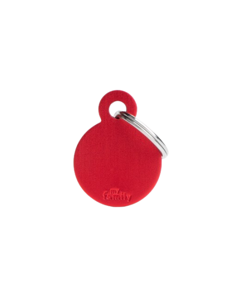 Medaglietta Basic Cerchio Piccolo Alluminio Rosso. Accessori per cani