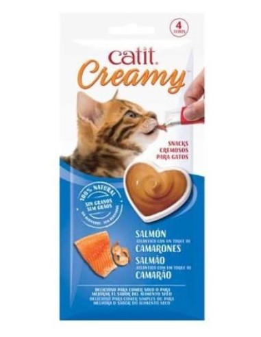 Catit Creamy Salmone e Gamberetti 4 x10 gr. Snack Per Gatti