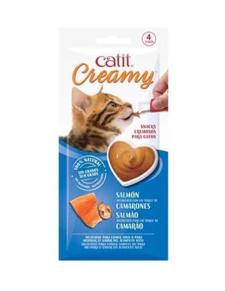 Catit Creamy Salmone e Gamberetti 4 x10 gr. Snack Per Gatti