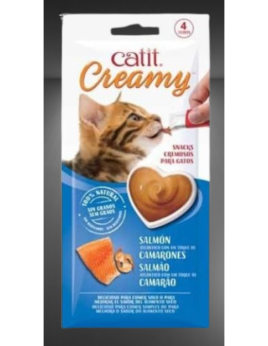 Catit Creamy Salmone e Gamberetti 4 x10 gr. Snack Per Gatti