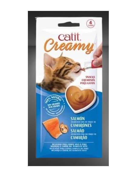 Catit Creamy Salmone e Gamberetti 4 x10 gr. Snack Per Gatti