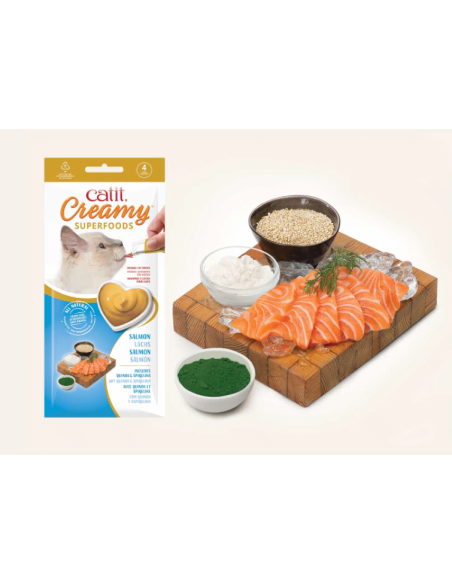 Catit Creamy Superfood Salmone 4 x10 gr. Snack per gatti.