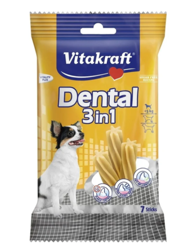 Vitakraft Snack Cane dental 3in 1 Mis.XS 7 pz. Snack Per Cani