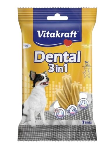 Vitakraft Snack Cane dental 3in 1 Mis.XS 7 pz. Snack Per Cani
