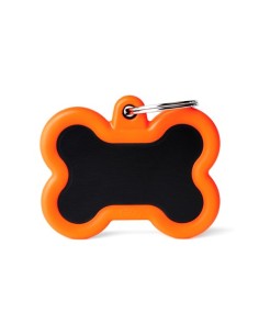 Medaglietta Hustag Osso Alluminio Nero con gomma Arancione. Accessori 2
