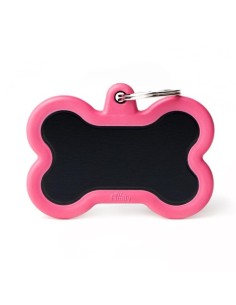 Medaglietta hustag Osso XLarge Alluminio con Gomma Rosa. Accessori . 2