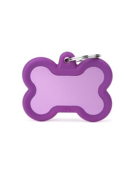 Medaglietta hustag Osso Alluminio Viola Gomma viola . Accessori.