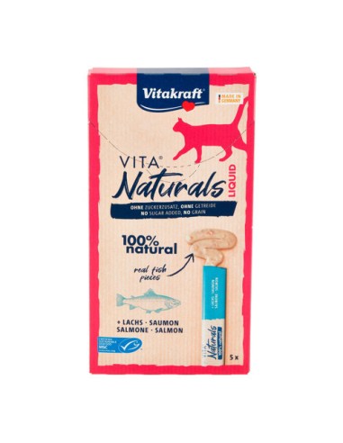 Vitakraft Cat vita Naturals Liquid snack Salmone 5 pz. Snack per gatti.