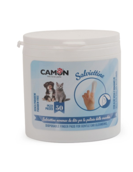 Salviette Da dito Pulizia Orecchie 50 pezzi. Igiene Per Cani e gatti.