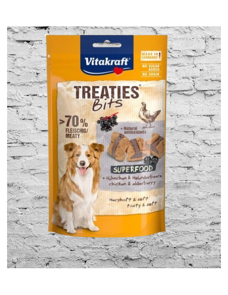 Vitakraft Snack Cane Treaties + Superfood Sambuco gr.100. Snack per cani.