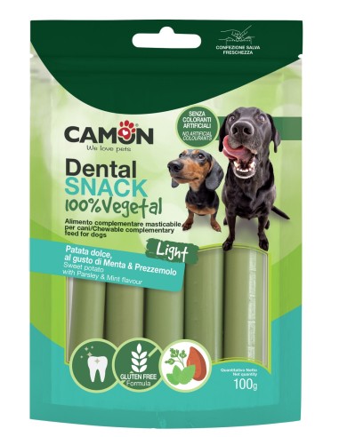 Dental Snack 100 per 100 vegetal Patate menta e Prezzemolo gr 100. Snack per cani