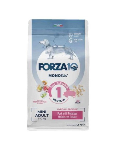 FORZA 10 Mini Diet Maiale con Patate Low Grain Kg.1,5. Diete Cibo Secco per cani.
