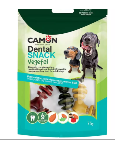 Dental Snack VegetaL  Cross Bones Patate Pomodoro Menta BBQ GR 85. Snack per Cani