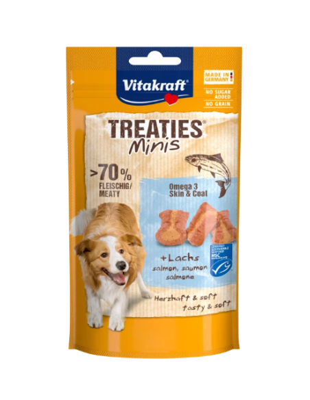 Vitakraft Snack Cane Treaties Minis con Salmone gr.48. Snack per cani