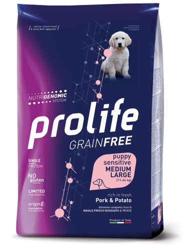 Prolife Grainfree Adult Sensitive Puppy Medium Large kg 2,5. Crocchette per cani