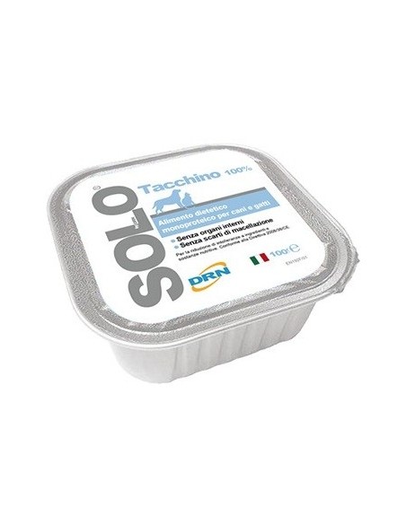 Solo Tacchino 100 gr . drn . Diete Cibo umido per cani e gatti .
