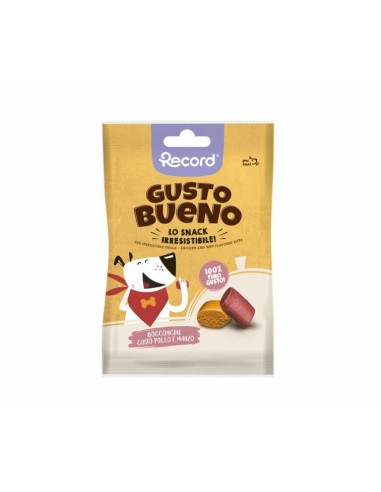 Record Snack Gusto Bueno Bocconi con Pollo e Manzo gr 50. Snack Per Cani