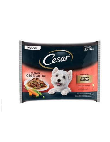 Cesar Delizie del giorno Multipack Selezione In Salsa  3+1 omaggio. Cibo umido per cani