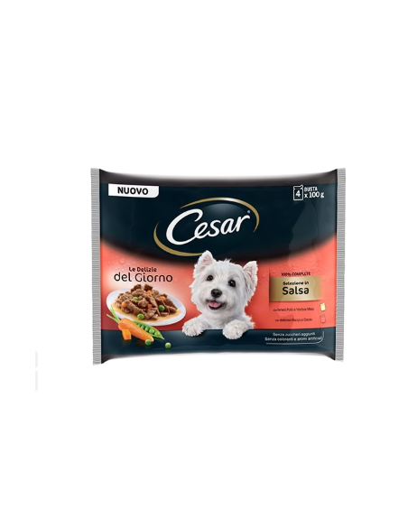 Cesar Delizie del giorno Multipack Selezione In Salsa  3+1 omaggio. Cibo umido per cani