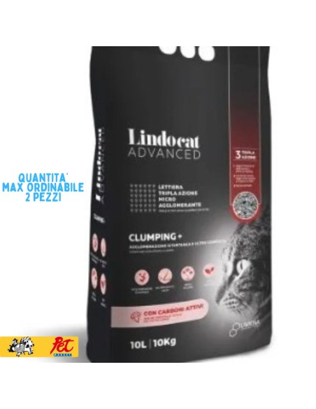 Lindocat Advance Clumping + Con Carboni Attivi Lt 10. Lettiera Agglomerante