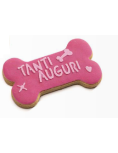 Biscotto a forma osso piccolo auguri . Snack per cani