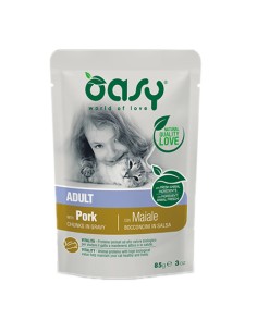 Oasy Wet Cat Bocconcini Maiale Busta gr 85. Cibo Umido per gatti 2