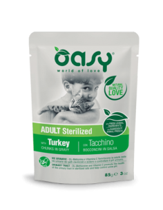 Oasy Wet Cat Bocconcini Sterilizzato Tacchino gr 85. Cibo Umido per Gatti