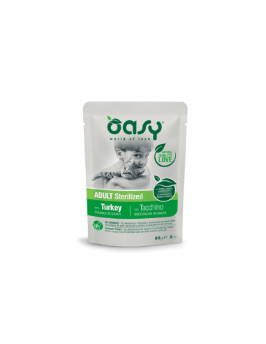 Oasy Wet Cat Bocconcini Sterilizzato Tacchino gr 85. Cibo Umido per Gatti