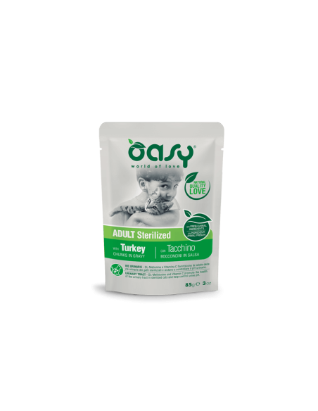 Oasy Wet Cat Bocconcini Sterilizzato Tacchino gr 85. Cibo Umido per Gatti