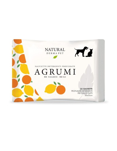 Salviette Detergenti e Profumate Agrumi . Igienici per cani e gatti