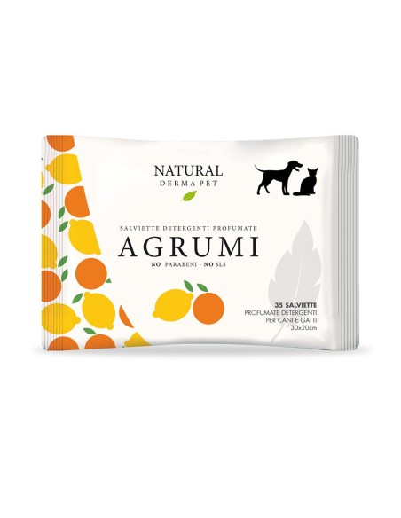 Salviette Detergenti e Profumate Agrumi . Igienici per cani e gatti