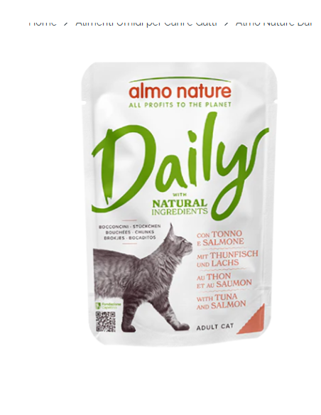 Almo Daily Busta con Tonno e Salmone gr 70. Cibo Umido per gatti .