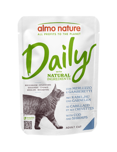 Almo Daily Busta Con Merluzzo e Gamberetti gr 70. Mangime Per Gatti