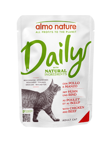 Almo Daily Busta Con Pollo e Manzo gr 70. Cibo Umido Per Gatti